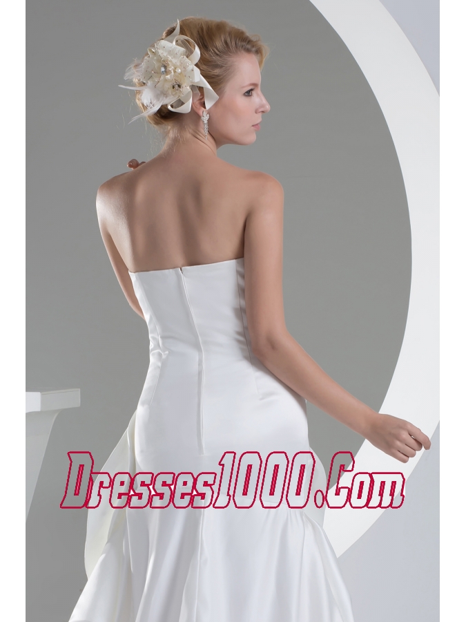 Beading Hand Made Flower Sweetheart High-low Wedding Dress