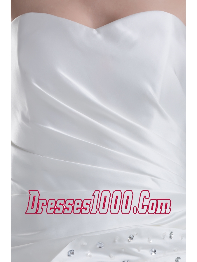 Beading Hand Made Flower Sweetheart High-low Wedding Dress