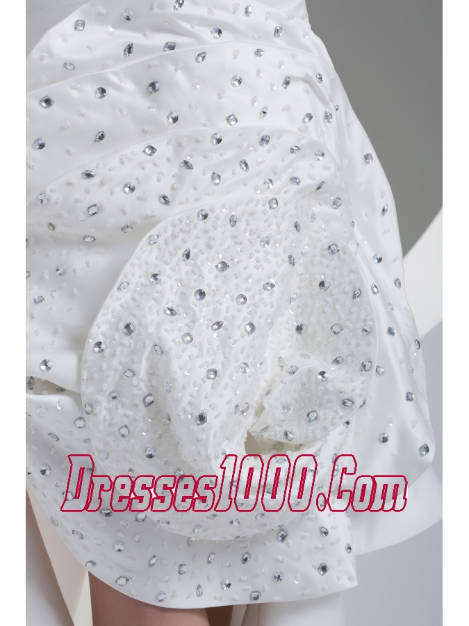 Beading Hand Made Flower Sweetheart High-low Wedding Dress