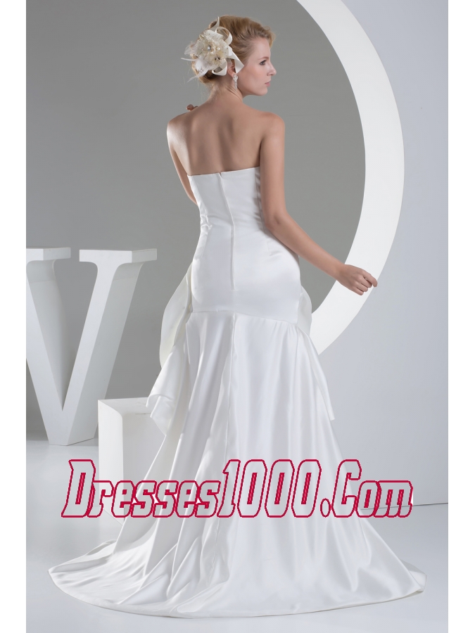 Beading Hand Made Flower Sweetheart High-low Wedding Dress