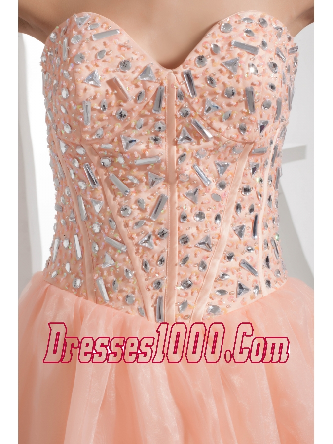 Beading Sweetheart Ball Gown Floor-length Watermelon Quinceanera Dress