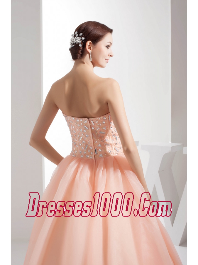 Beading Sweetheart Ball Gown Floor-length Watermelon Quinceanera Dress