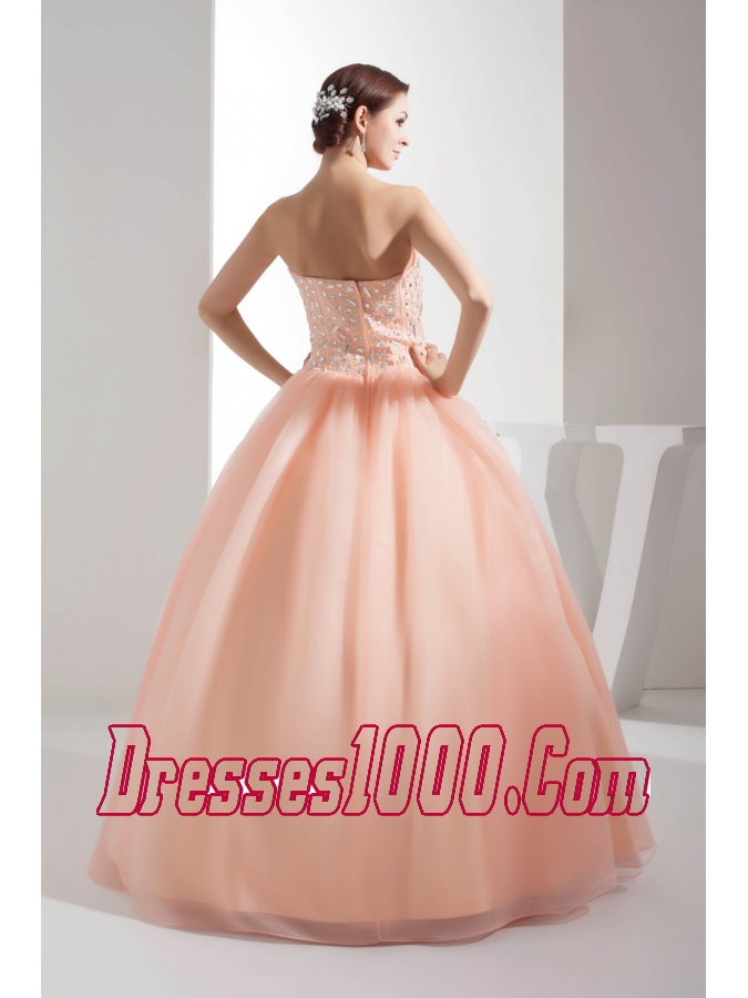 Beading Sweetheart Ball Gown Floor-length Watermelon Quinceanera Dress