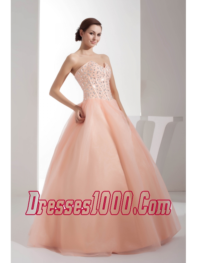 Beading Sweetheart Ball Gown Floor-length Watermelon Quinceanera Dress