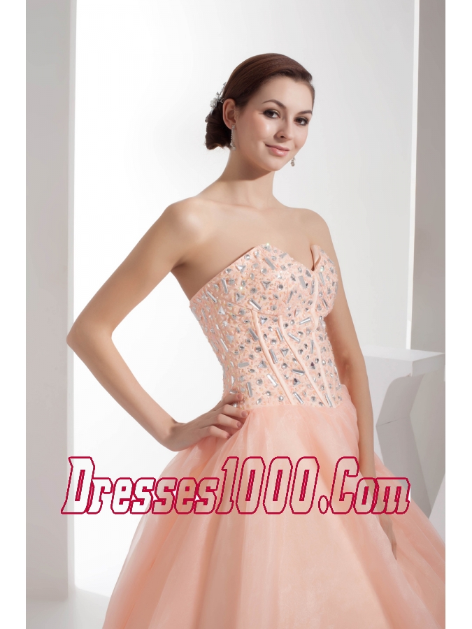 Beading Sweetheart Ball Gown Floor-length Watermelon Quinceanera Dress