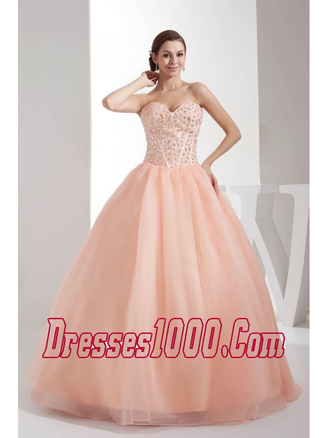 Beading Sweetheart Ball Gown Floor-length Watermelon Quinceanera Dress