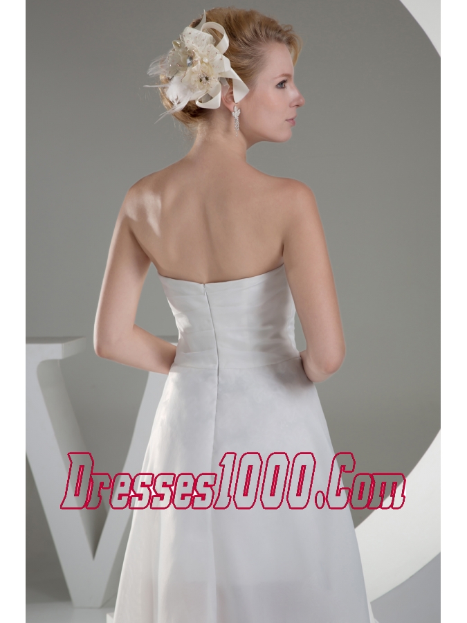 Discount Hand Made Flowers High Low Strapless Prom Dress