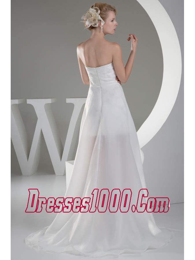 Discount Hand Made Flowers High Low Strapless Prom Dress