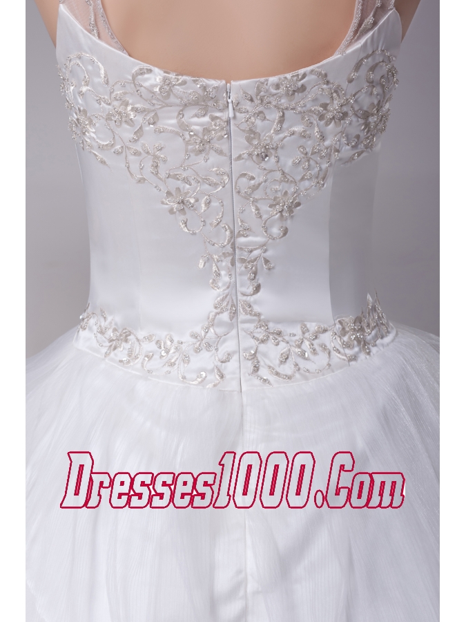 Embroidery Ball Gown Court Train Square Wedding Dress
