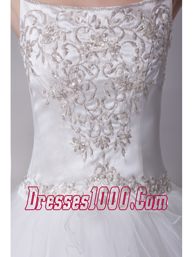 Embroidery Ball Gown Court Train Square Wedding Dress
