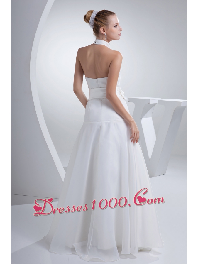 Halter Top Sash A-line Organza Wedding Dress