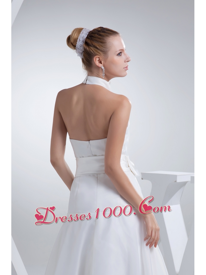 Halter Top Sash A-line Organza Wedding Dress