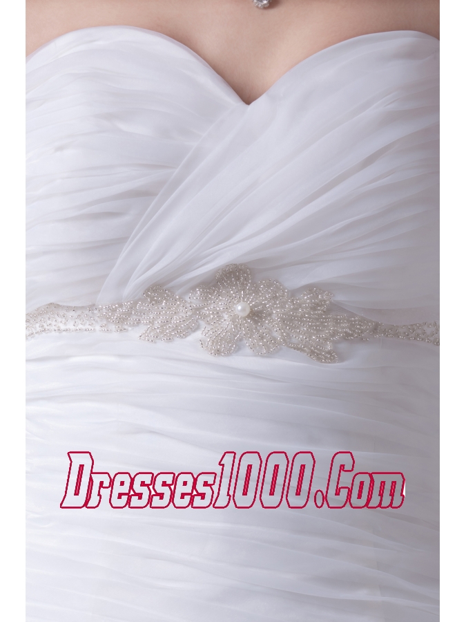 Hand Made Flowers Sweetheart Mermaid / Trumpet Wedding Dress