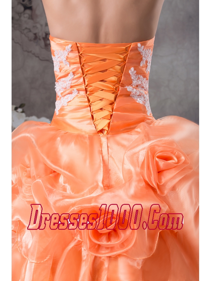 Hand Made Flowers With Appliques Sweetheart A-line Prom dress