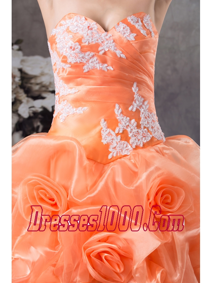 Hand Made Flowers With Appliques Sweetheart A-line Prom dress