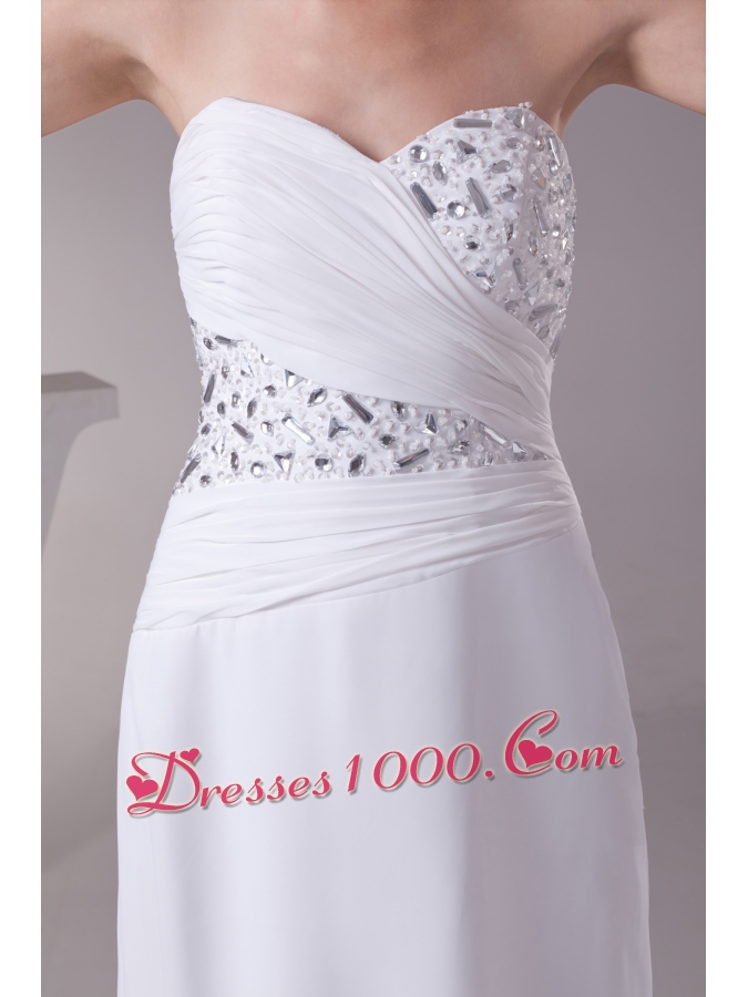 High Slit Fashionable Beaded Sweetheart Empire Prom Dress