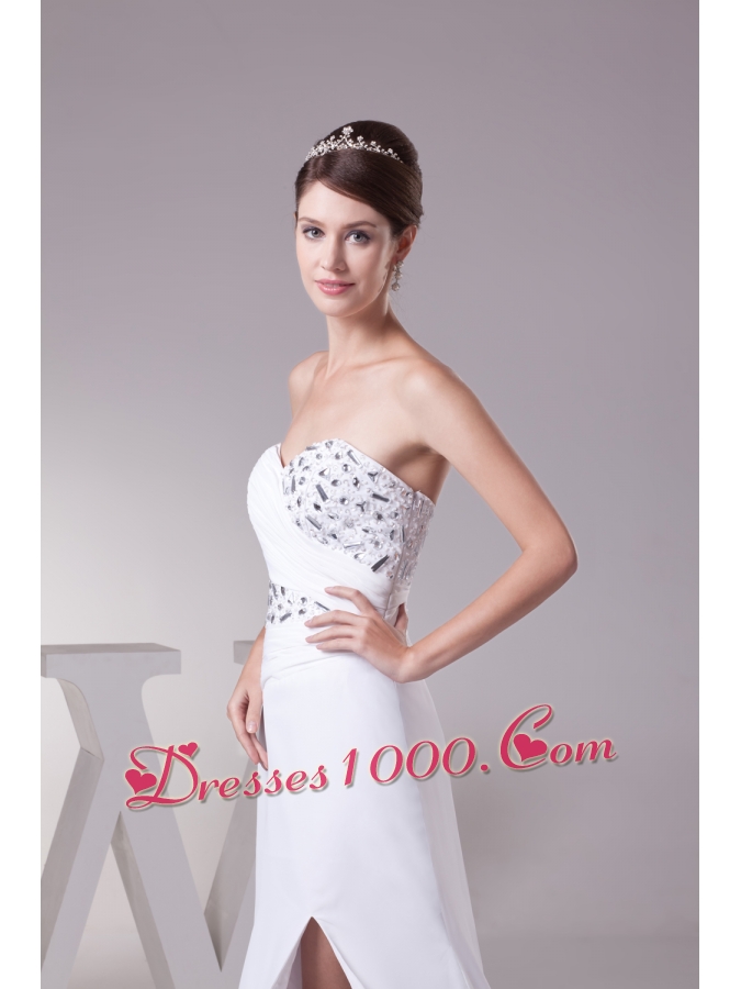 High Slit Fashionable Beaded Sweetheart Empire Prom Dress