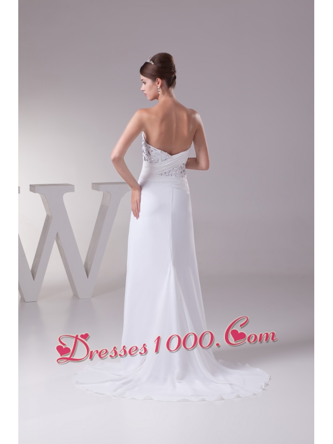 High Slit Fashionable Beaded Sweetheart Empire Prom Dress