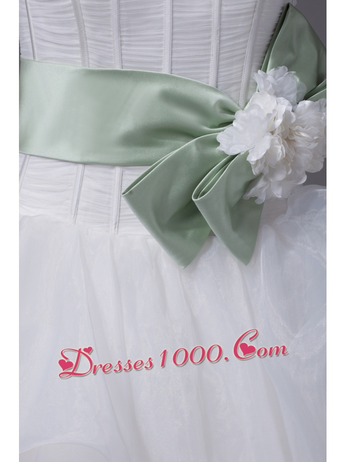 Lace Sash With Hand Made Flower A-line Wedding Dress