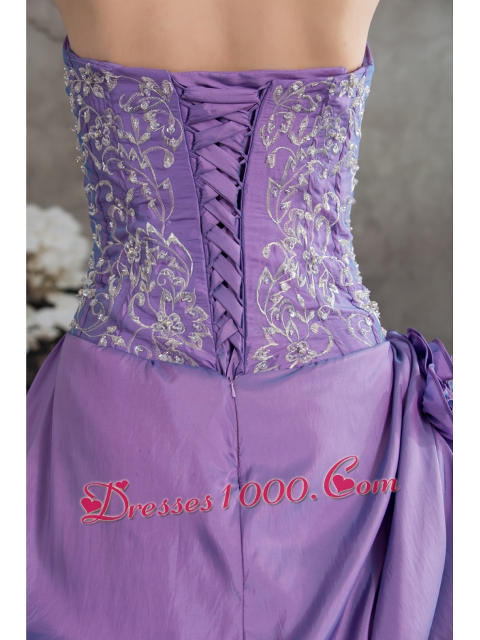 Lavender Ruffles Hand Made Flowers Embroidery Quinceanera Dress