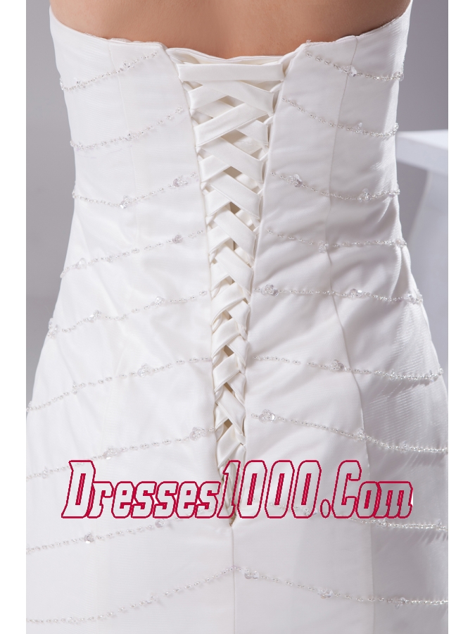 Mermaid Beading Ruffled Layers Brush Train Wedding Dress