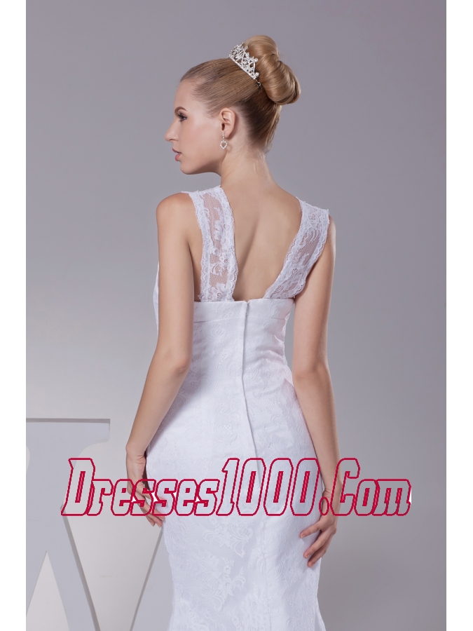 Mermaid V-neck High Slit Brush Train Wedding Dress