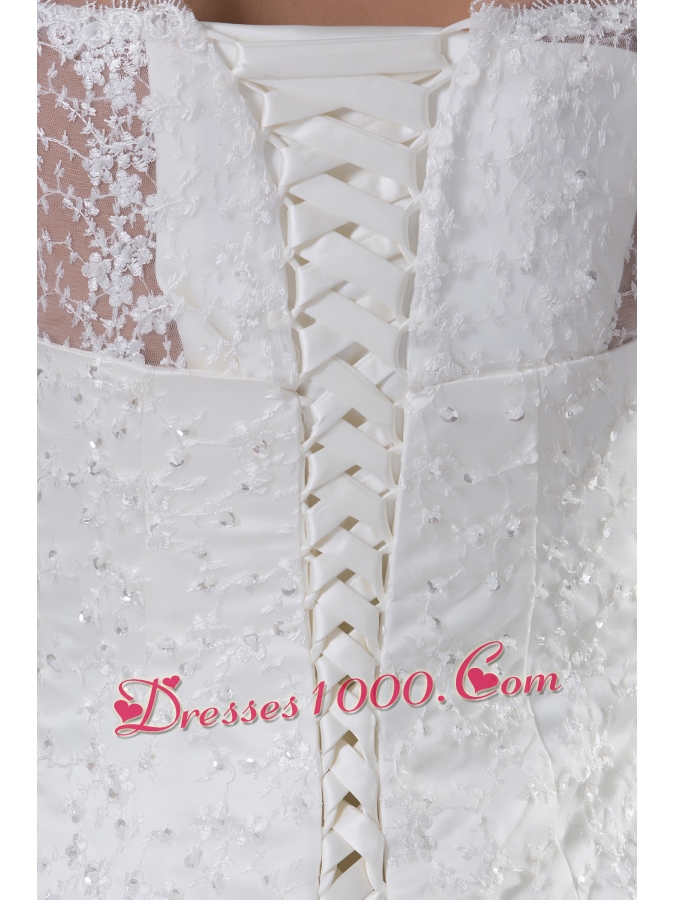 Off The Shoulder 3/4 Sleeves Lace A-line Wedding Dress