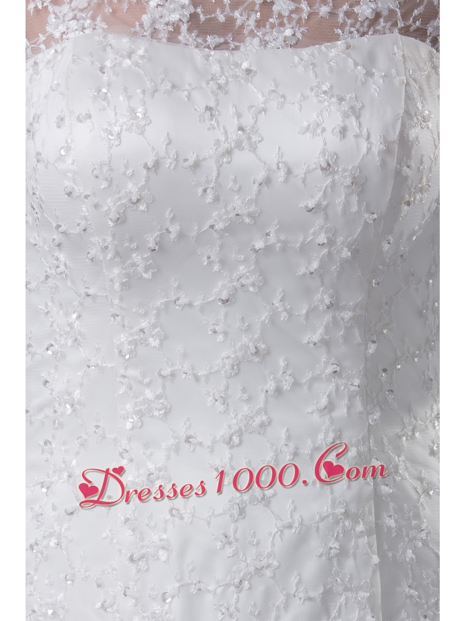 Off The Shoulder 3/4 Sleeves Lace A-line Wedding Dress