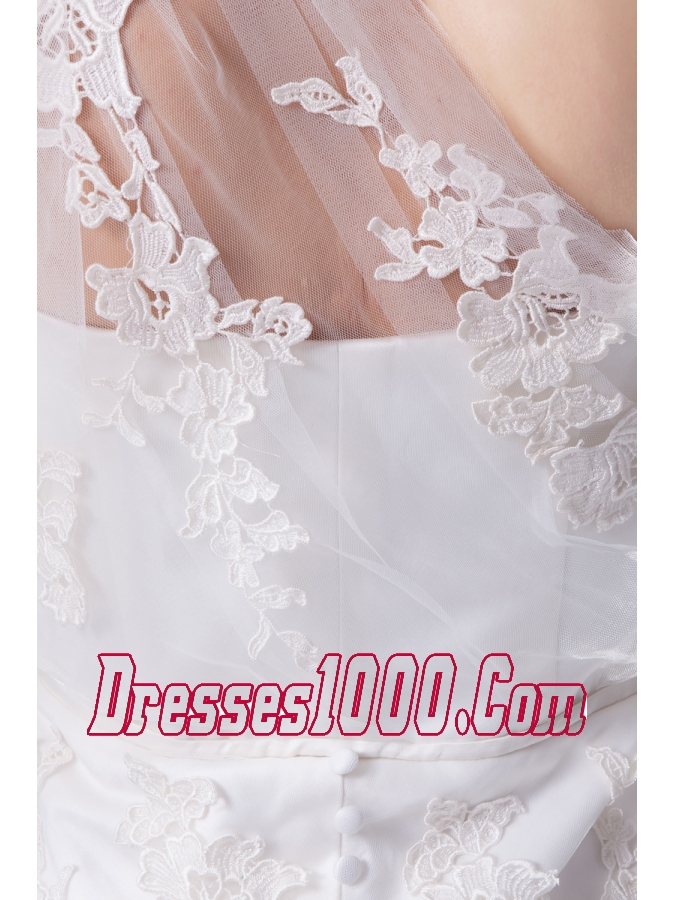 One Shoulder Mermaid Sash Brush Train Wedding Dress