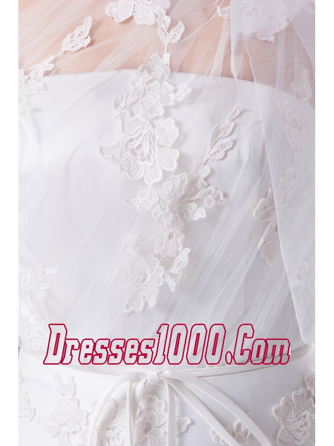 One Shoulder Mermaid Sash Brush Train Wedding Dress