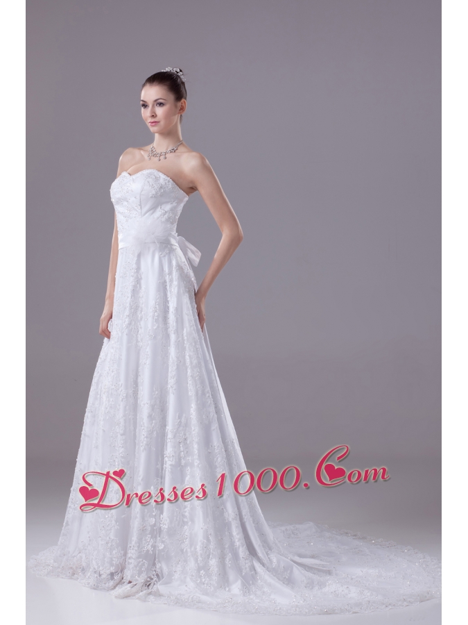 Perfect Sweetheart Court Train Sequins Wedding Dress
