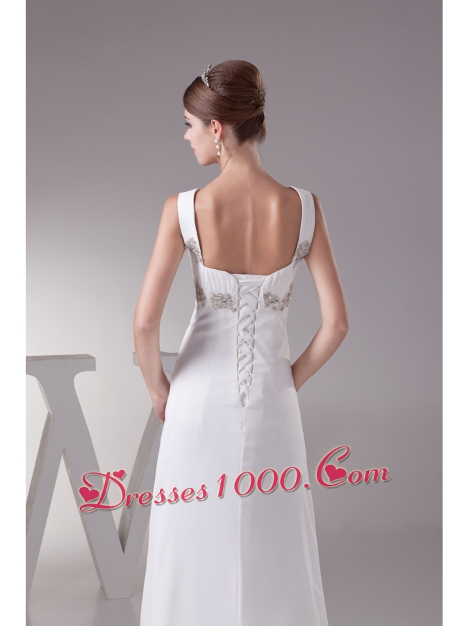 Plus Size Appliques Straps Empire Prom Dress For 2013 Customize