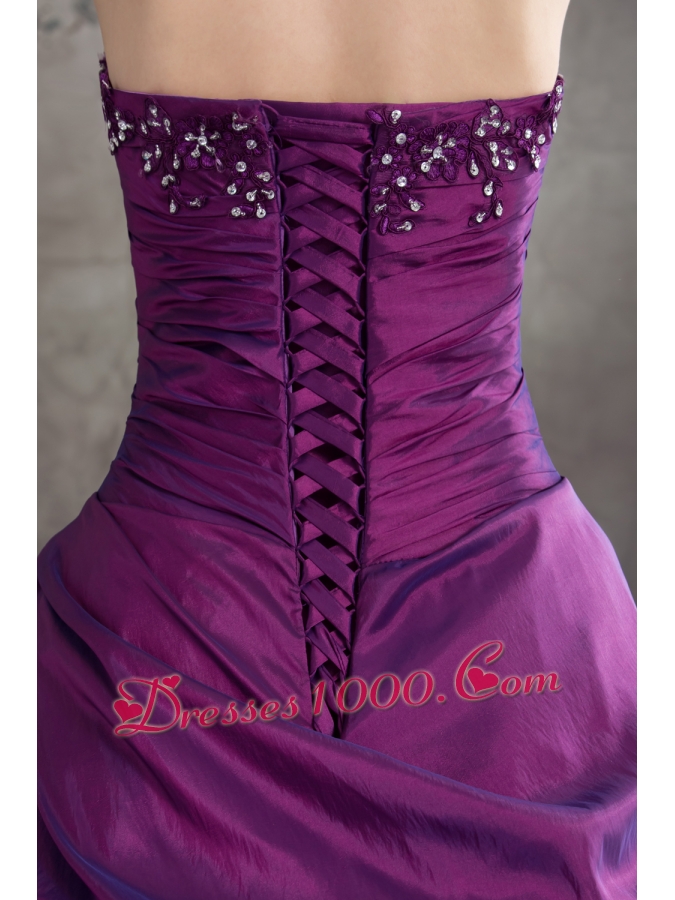 Purple Quanceanera Dress with Appliques Ball Gown Strapless