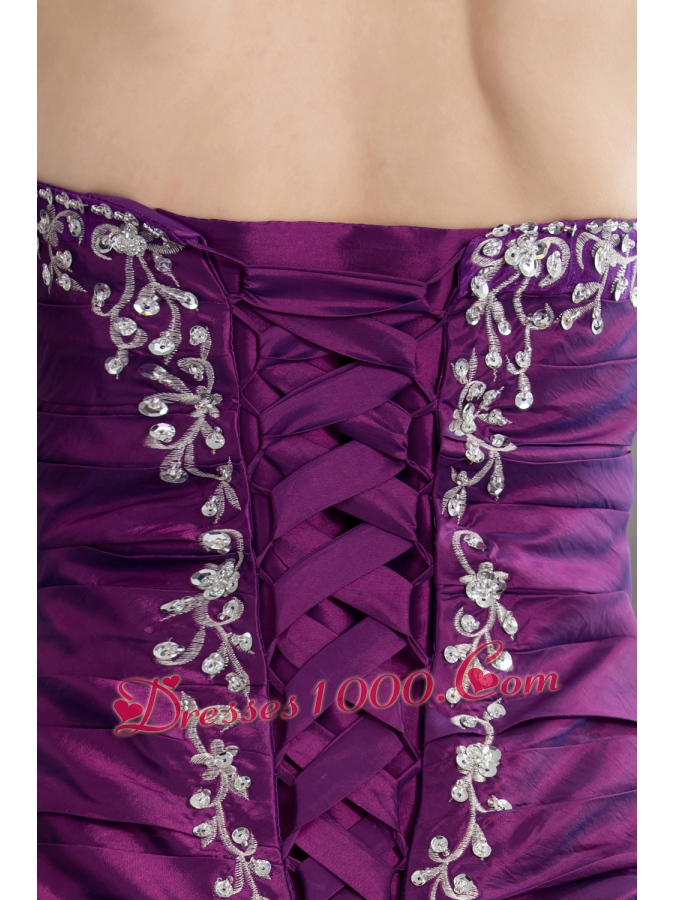 Purple Sweetheart Embroidery Long Beading Quinceanera Dress