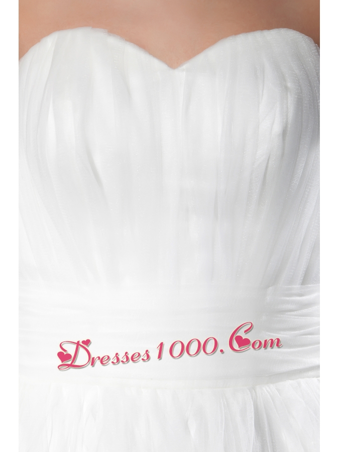 Ruffled Layers Sweetheart A-line Court Train Wedding Dress with Lace