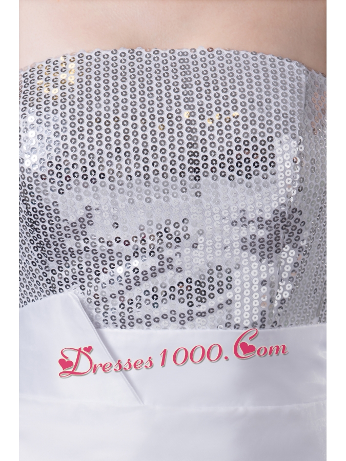 Ruffles A-line Strapless High slit Sequins Prom dress