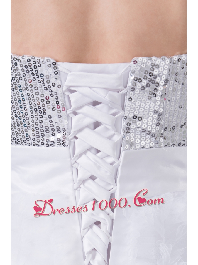 Ruffles A-line Strapless High slit Sequins Prom dress