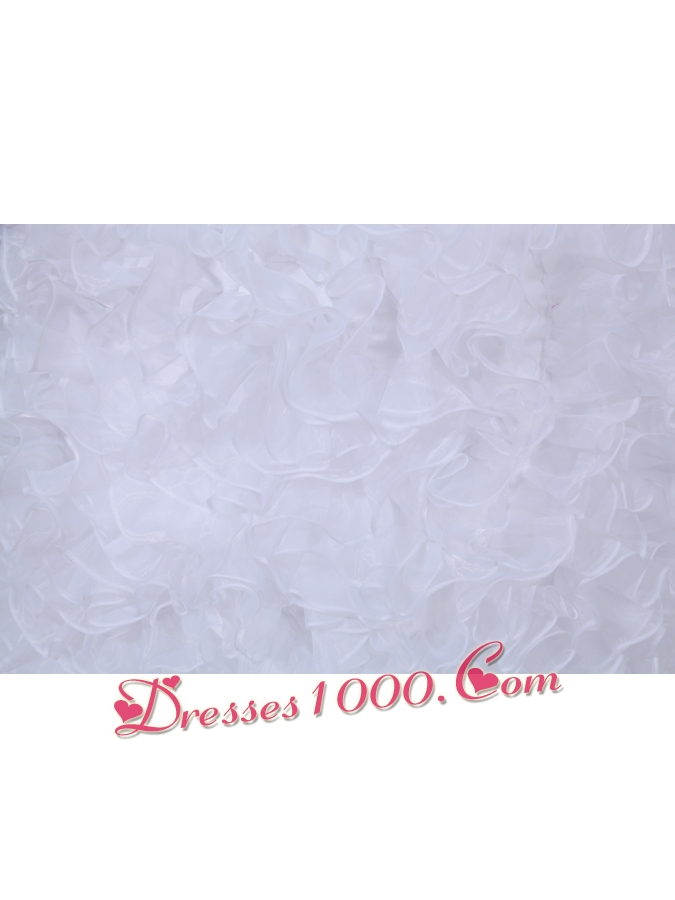 Ruffles Hand Made Flowers A-line One Shoulder Beading Wedding Dress