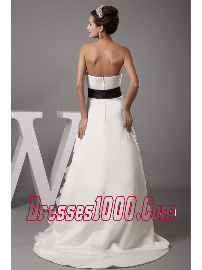 Strapless A-line Ruffles Pick-ups Sash Wedding Dress