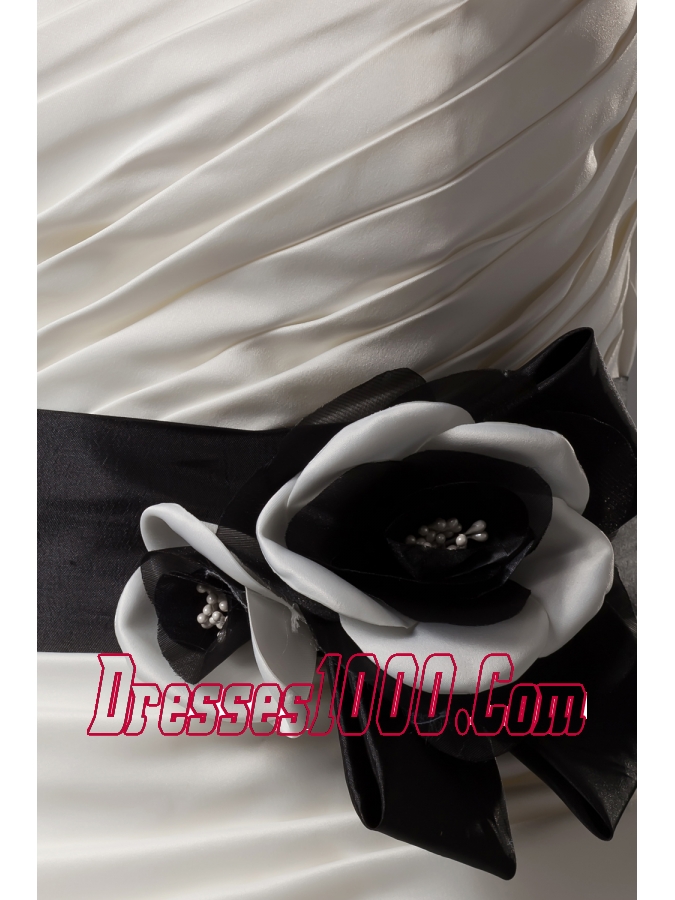 Strapless A-line Ruffles Pick-ups Sash Wedding Dress