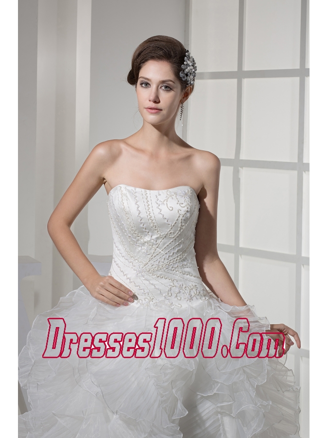 Strapless Ruffles Long A-line / Princess Wedding Dress