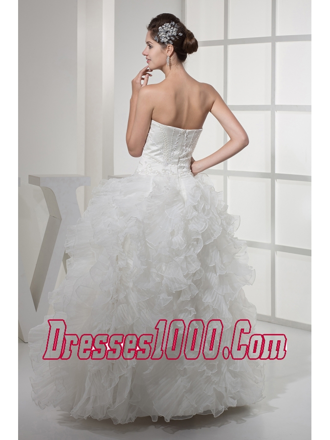 Strapless Ruffles Long A-line / Princess Wedding Dress