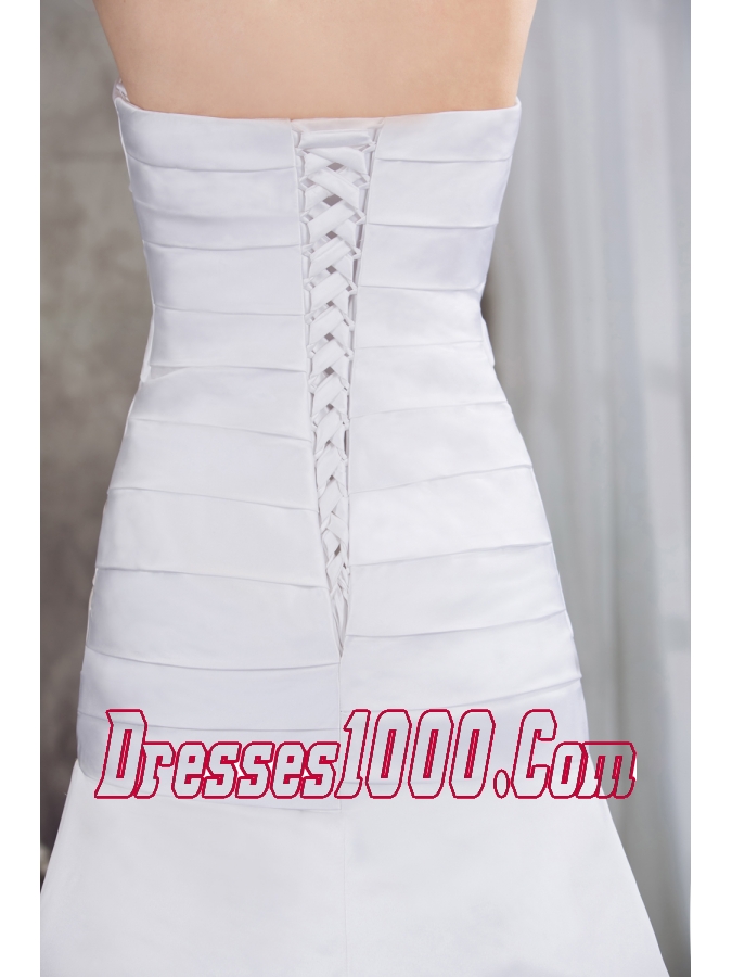 Sweetheart A-line Brush Train Pleat Wedding Dress