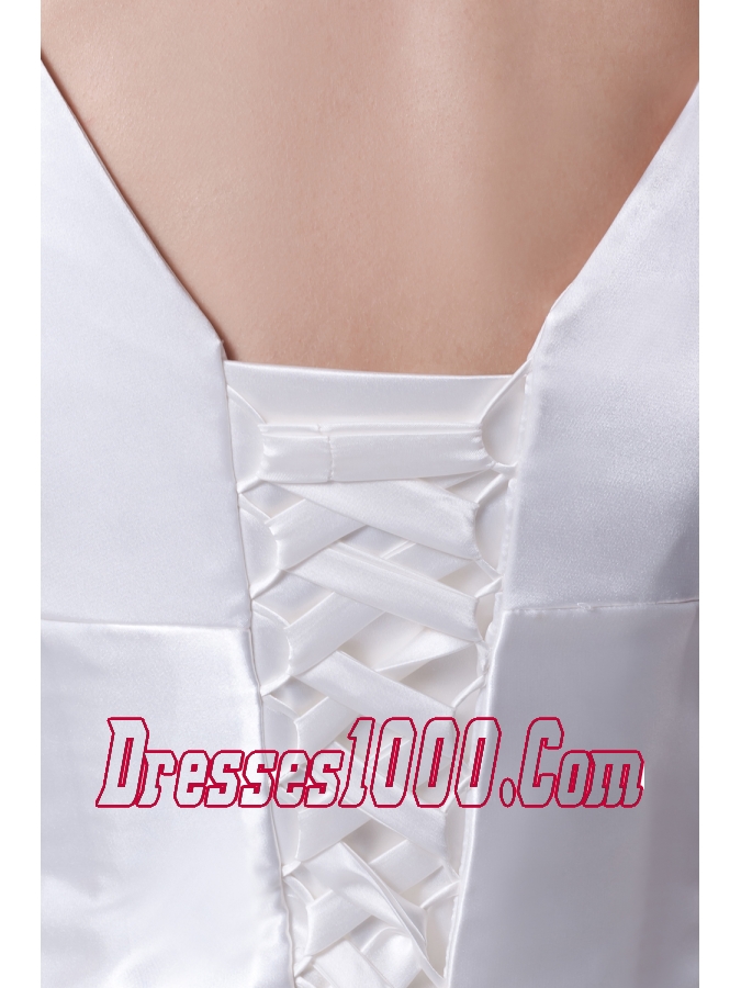 V-neck Beading Long Wedding Dress With Column