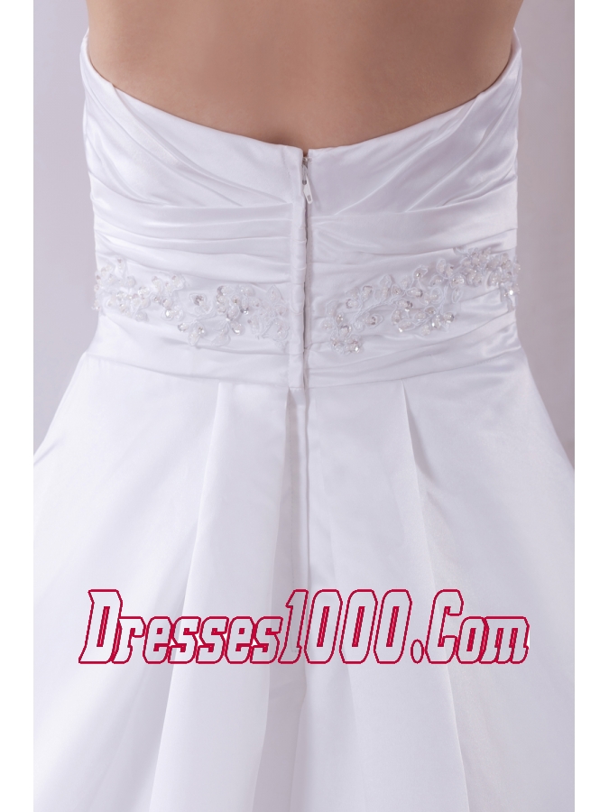 A-Line Court Train Appliques Wedding Dress with Strapless