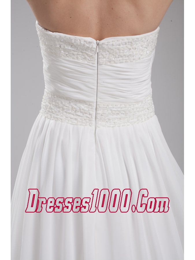 A-line Strapless Ruching Chiffon Wedding Dress