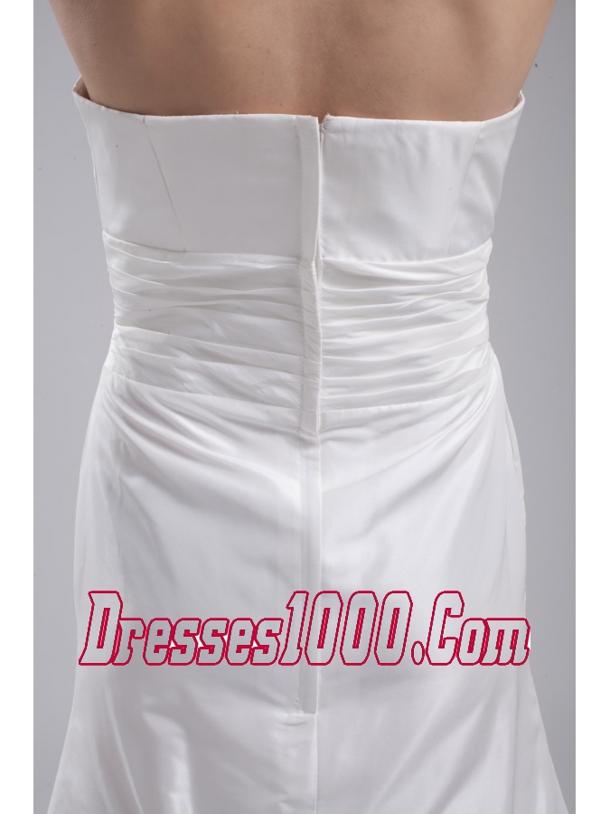 A-line Strapless Ruching Taffeta Wedding Dress