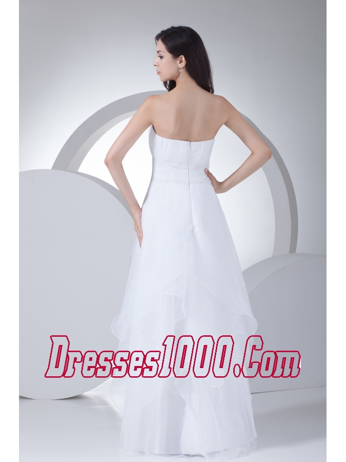 A-line Strapless Ruffles Organza Wedding Dress