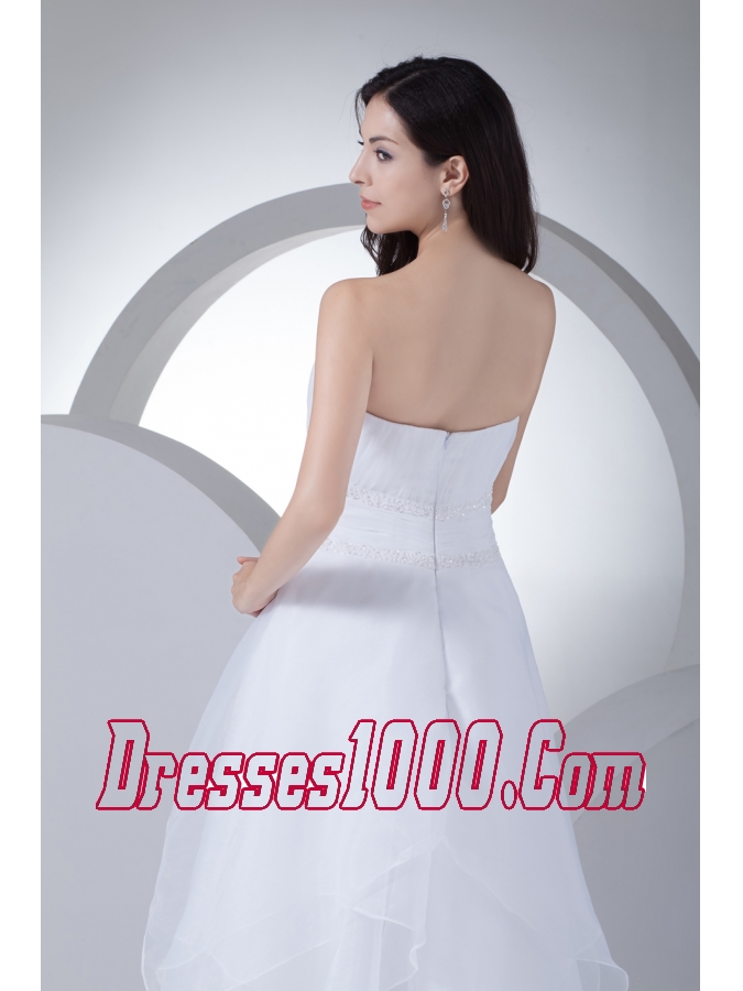 A-line Strapless Ruffles Organza Wedding Dress