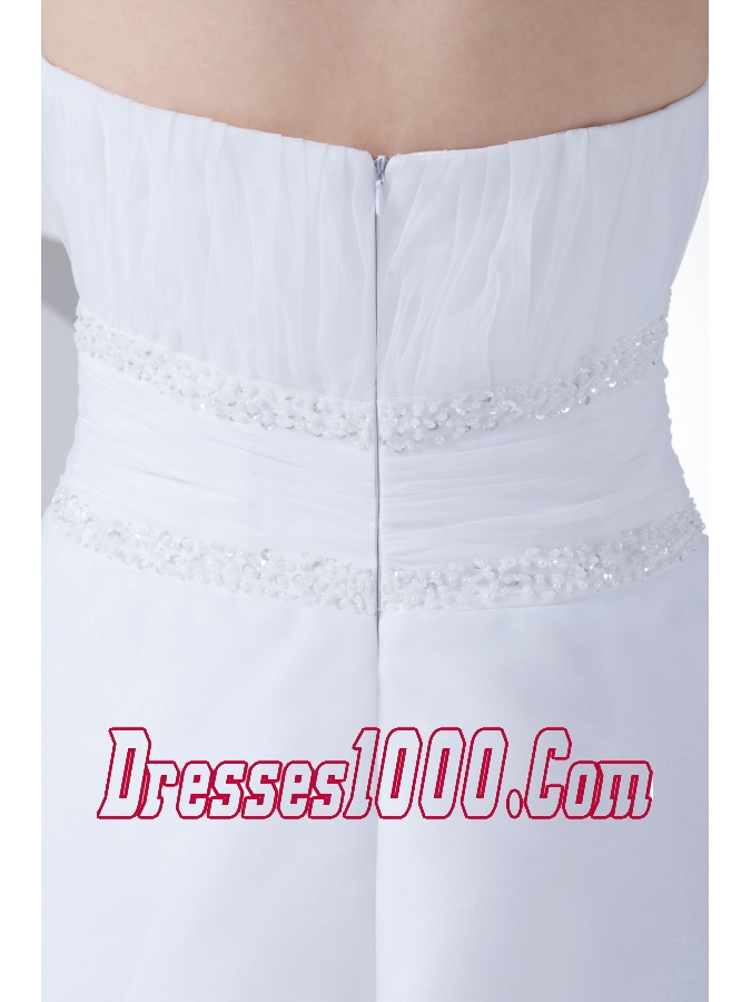 A-line Strapless Ruffles Organza Wedding Dress